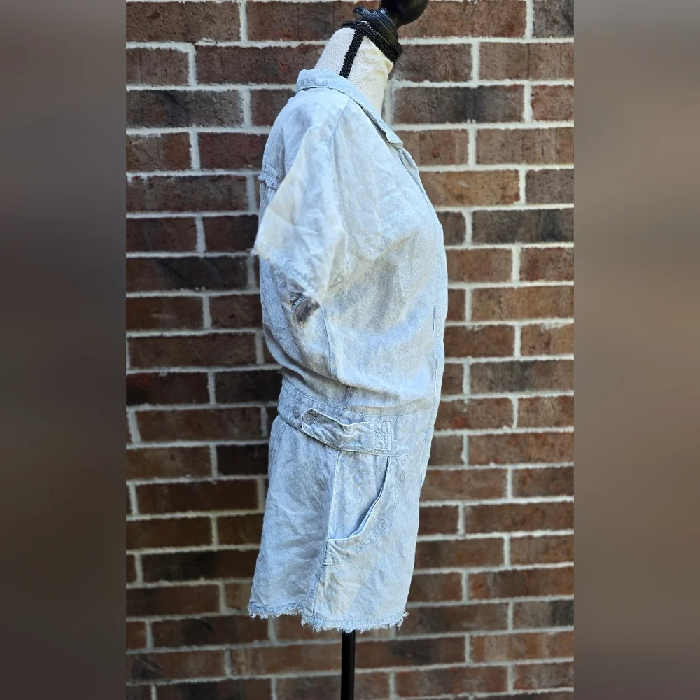 Young Fabulous & Broke Linen Blend Romper Cornflower Blue Size S